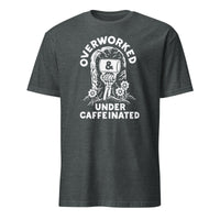 Over Worked Under Caffeinated Tee in Dark Heather by Cuccico