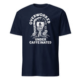 Over Worked Under Caffeinated Tee in Navy by Cuccico