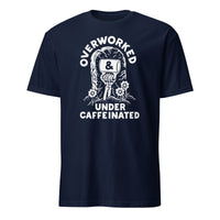 Over Worked Under Caffeinated Tee in Navy by Cuccico