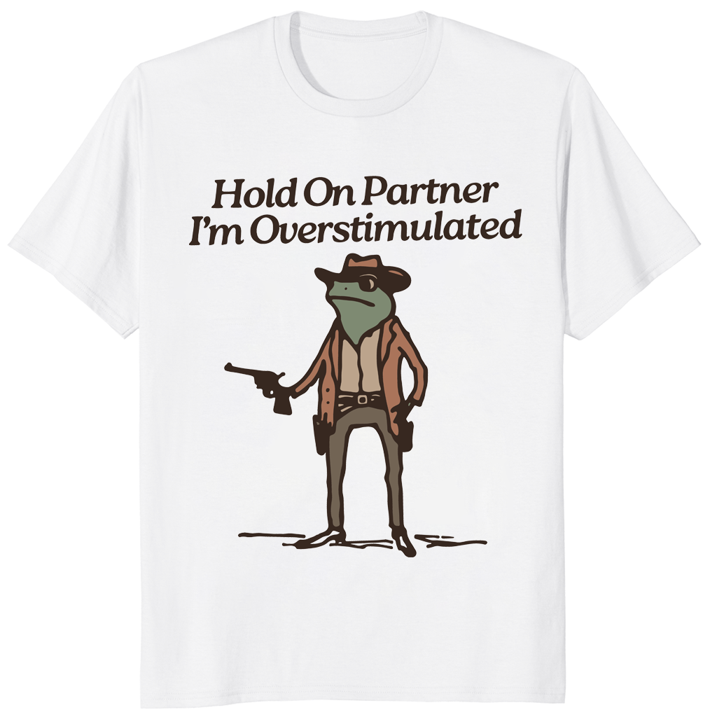 Overstimulated cowboy frog shirt in white