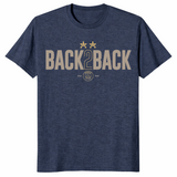 Paris Back2Back UEFA Champions Shirt Heather Navy Back to Back Champions Tee