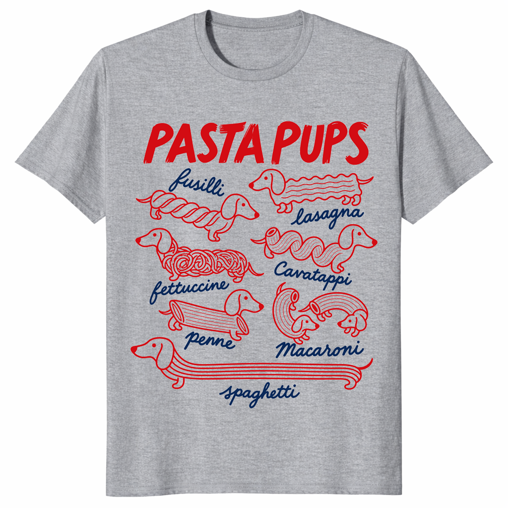 Pasta Pups funny dachshund spaghetti t-shirt in sport grey