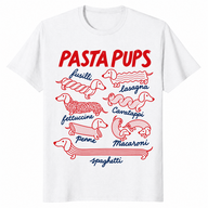 Pasta Pups funny dachshund spaghetti t-shirt in white