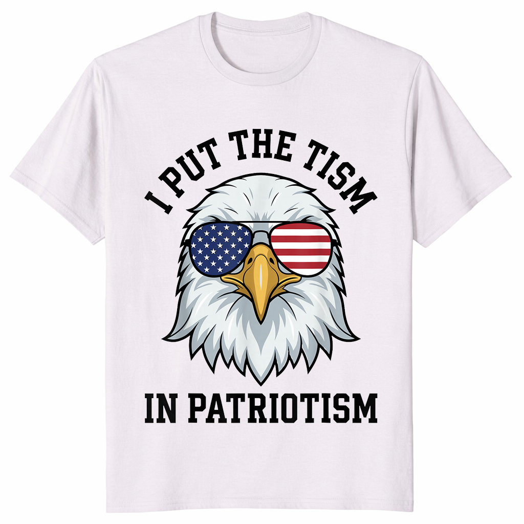 Patriotic autism shirt in ice grey