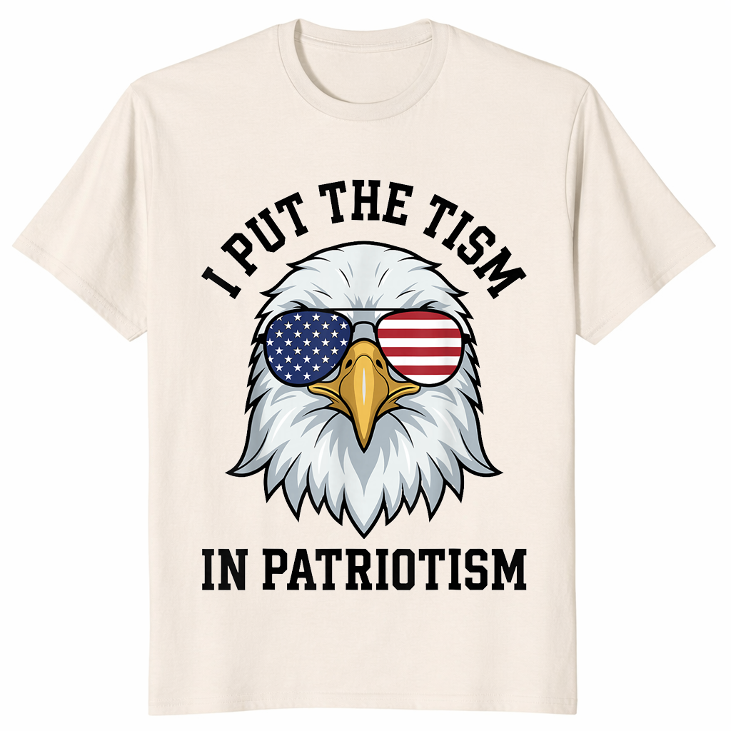 Patriotic autism shirt in natural