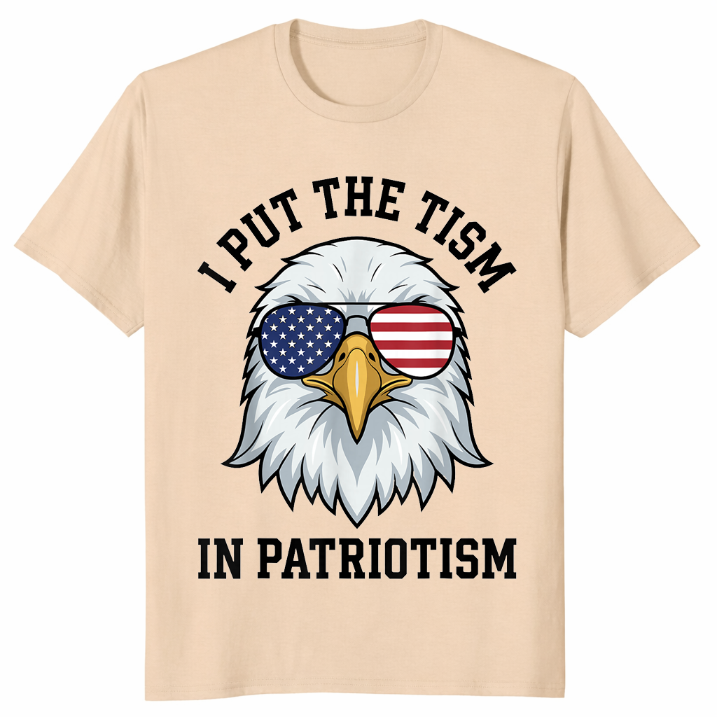 Patriotic autism shirt in sand