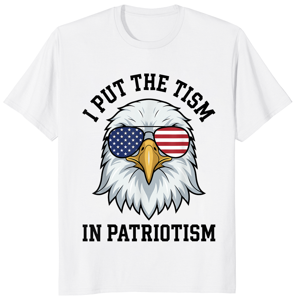 Patriotic autism shirt in white