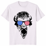 Patriotic Buffalo USA Flag Sunglasses Shirt | 4th of July Tee | Cuccico