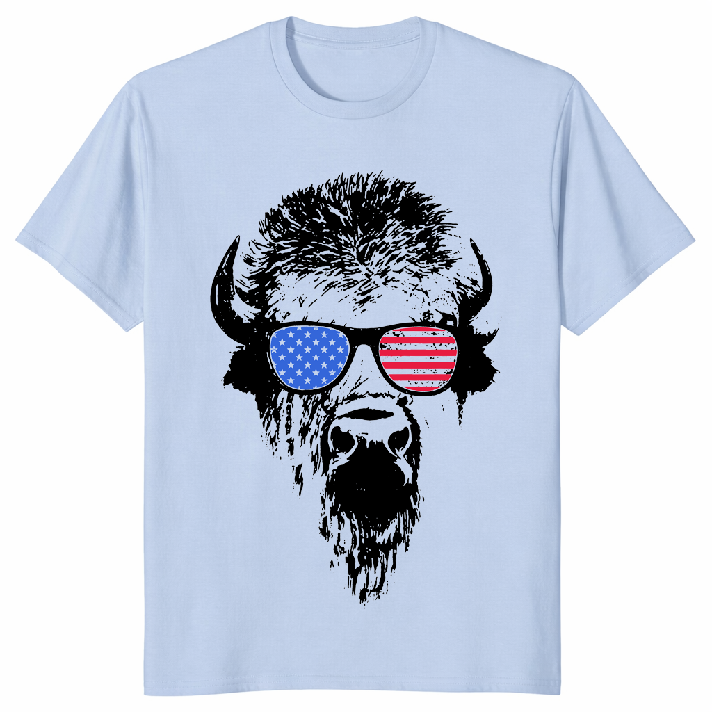 Patriotic Buffalo USA Flag Sunglasses Shirt | 4th of July Tee | Cuccico