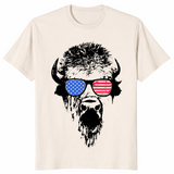 Patriotic Buffalo USA Flag Sunglasses Shirt | 4th of July Tee | Cuccico