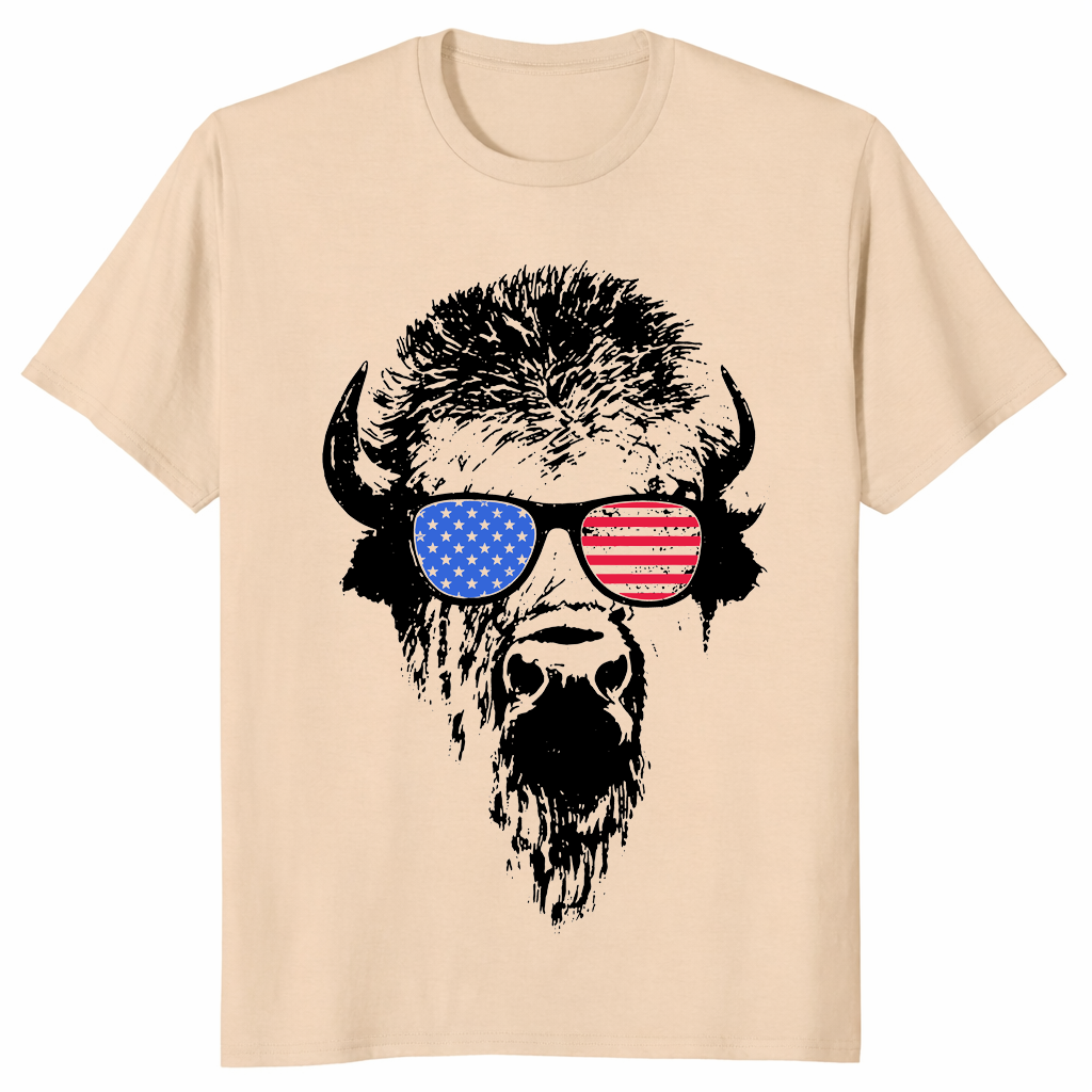 Patriotic Buffalo USA Flag Sunglasses Shirt | 4th of July Tee | Cuccico