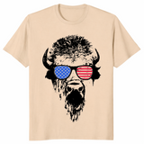 Patriotic Buffalo USA Flag Sunglasses Shirt | 4th of July Tee | Cuccico