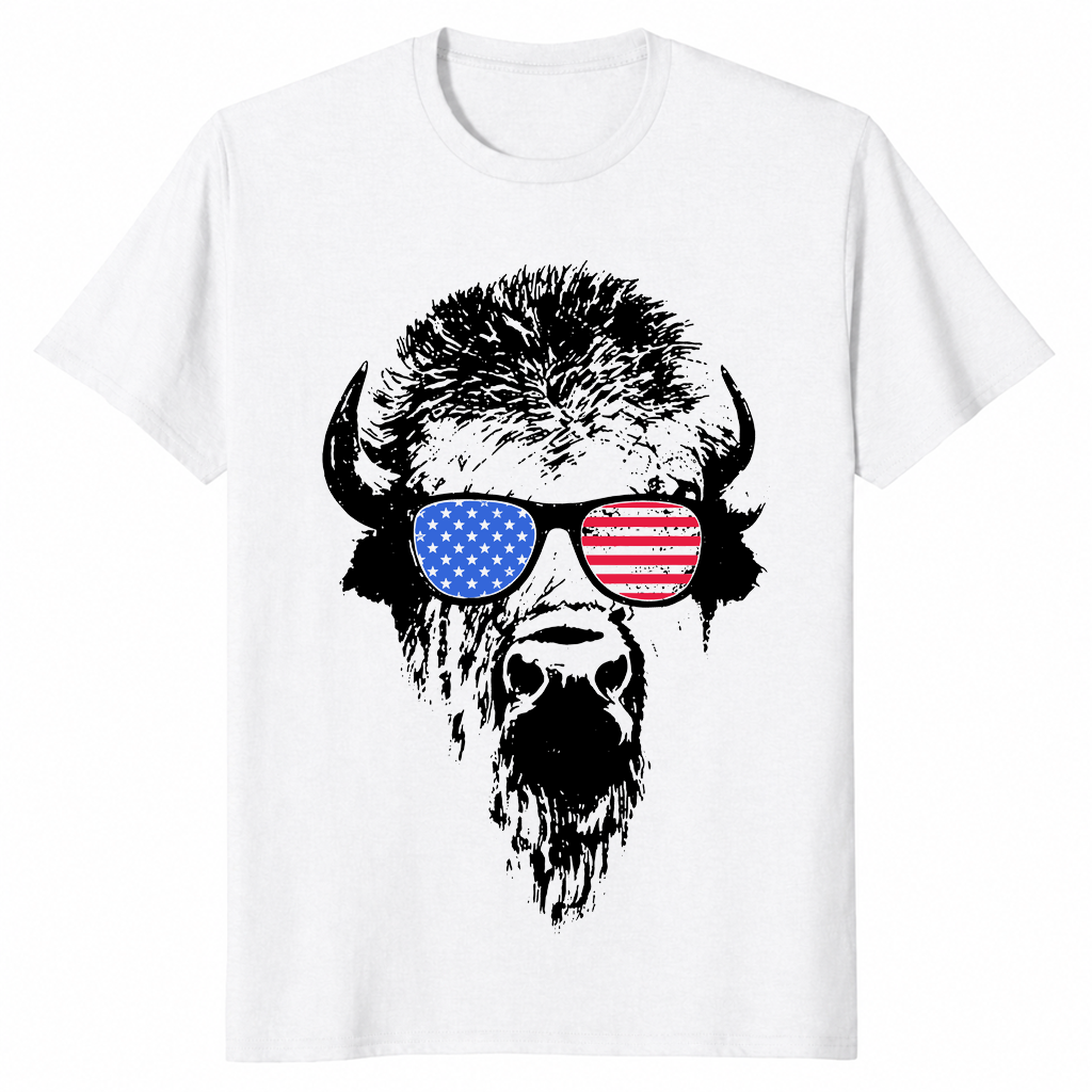 Patriotic Buffalo USA Flag Sunglasses Shirt | 4th of July Tee | Cuccico