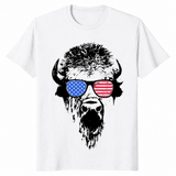 Patriotic Buffalo USA Flag Sunglasses Shirt | 4th of July Tee | Cuccico
