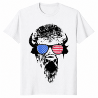 Patriotic Buffalo USA Flag Sunglasses Shirt | 4th of July Tee | Cuccico
