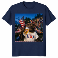 Patriotic Chocolate Lab Drinking Beer 4th Of July Dog Shirt | Cuccico