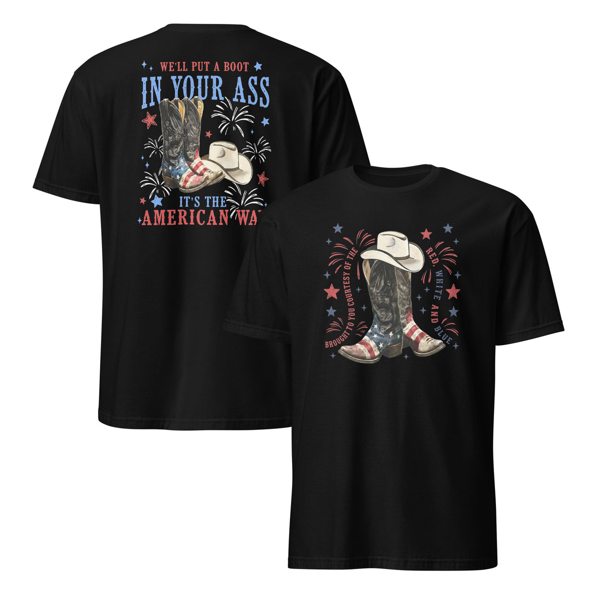 Patriotic Cowboy Boots Shirt in black