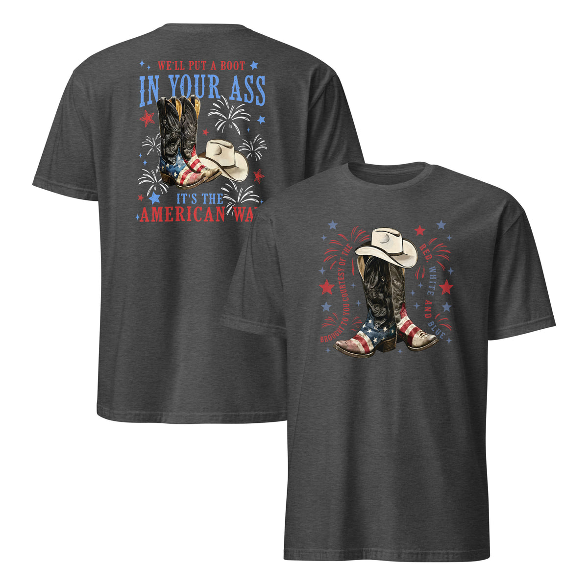 Patriotic Cowboy Boots Shirt dark heather grey