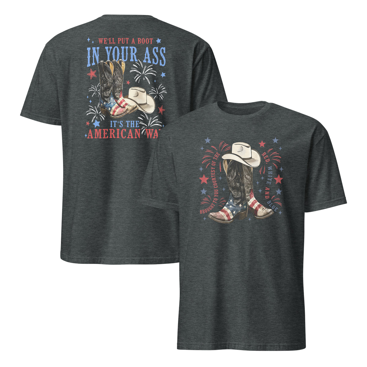 Patriotic Cowboy Boots Shirt dark heather