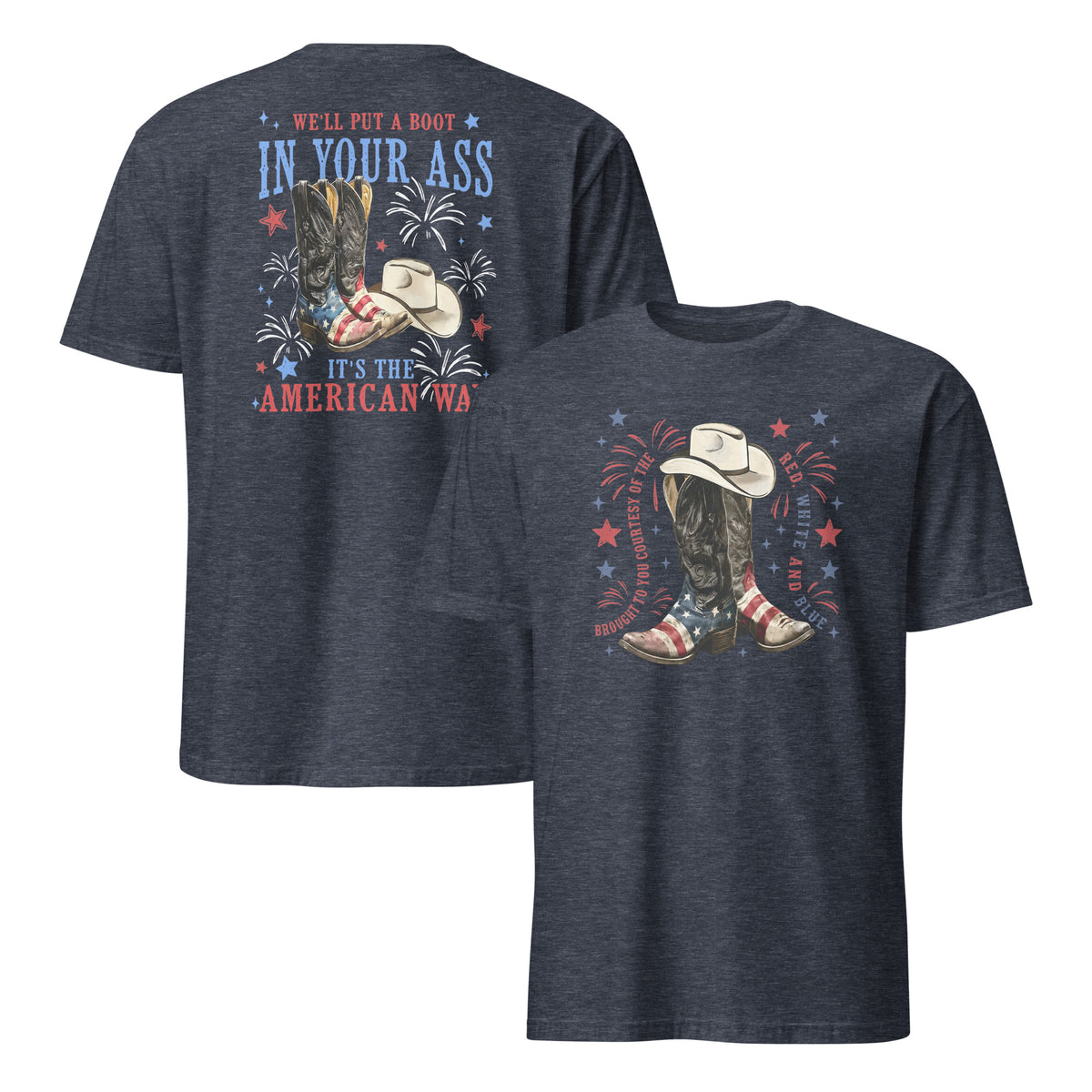 Patriotic Cowboy Boots Shirt heather navy