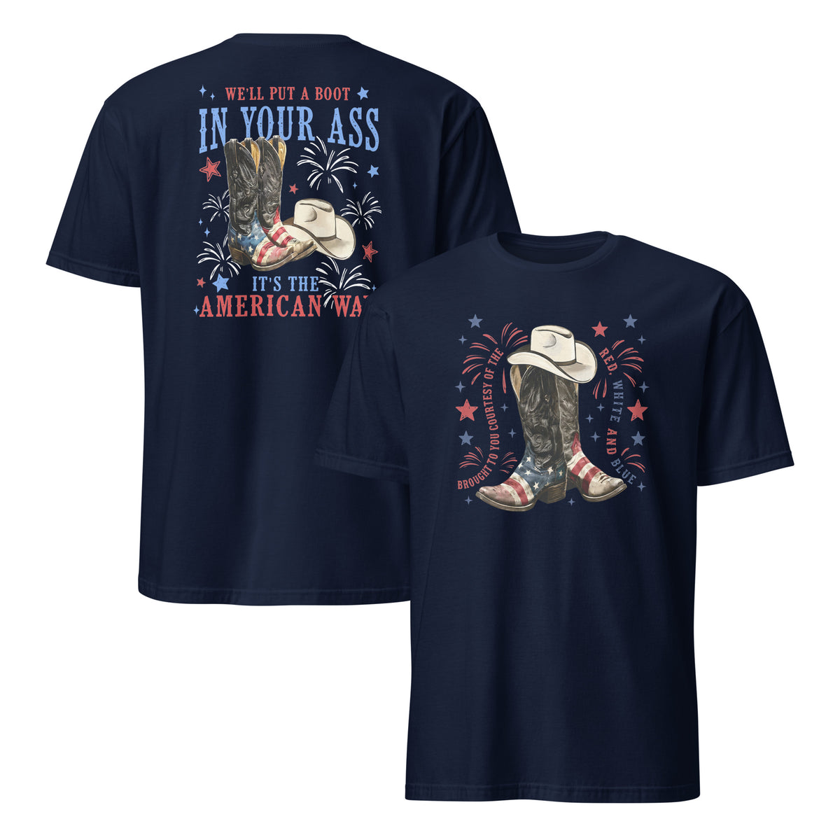 Patriotic Cowboy Boots Shirt in navy