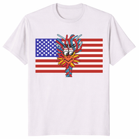 Patriotic Gooney Bird American Flag T Shirt in ice grey with American flag bird graphic