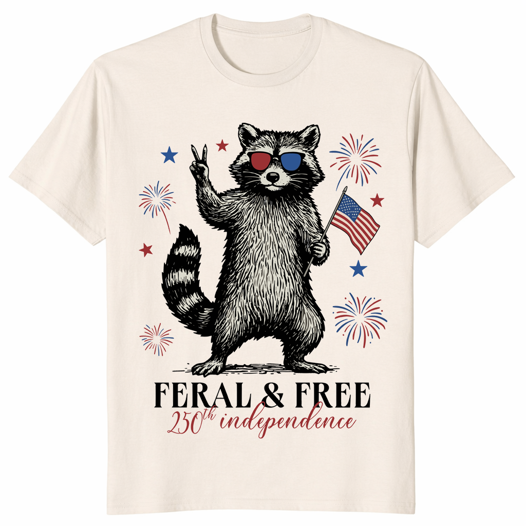 Patriotic raccoon gift shirt for 2026 America 250 celebration