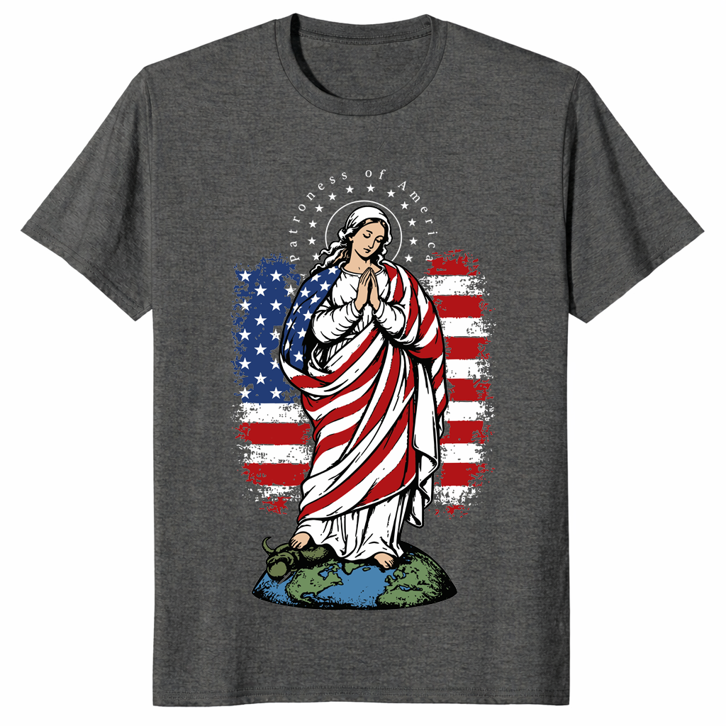Patroness Of The USA Blessed Virgin Mary Catholic Art T Shirt | Cuccico