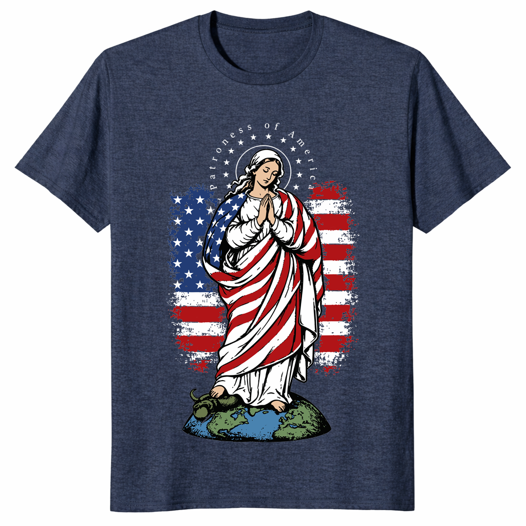 Patroness Of The USA Blessed Virgin Mary Catholic Art T Shirt | Cuccico