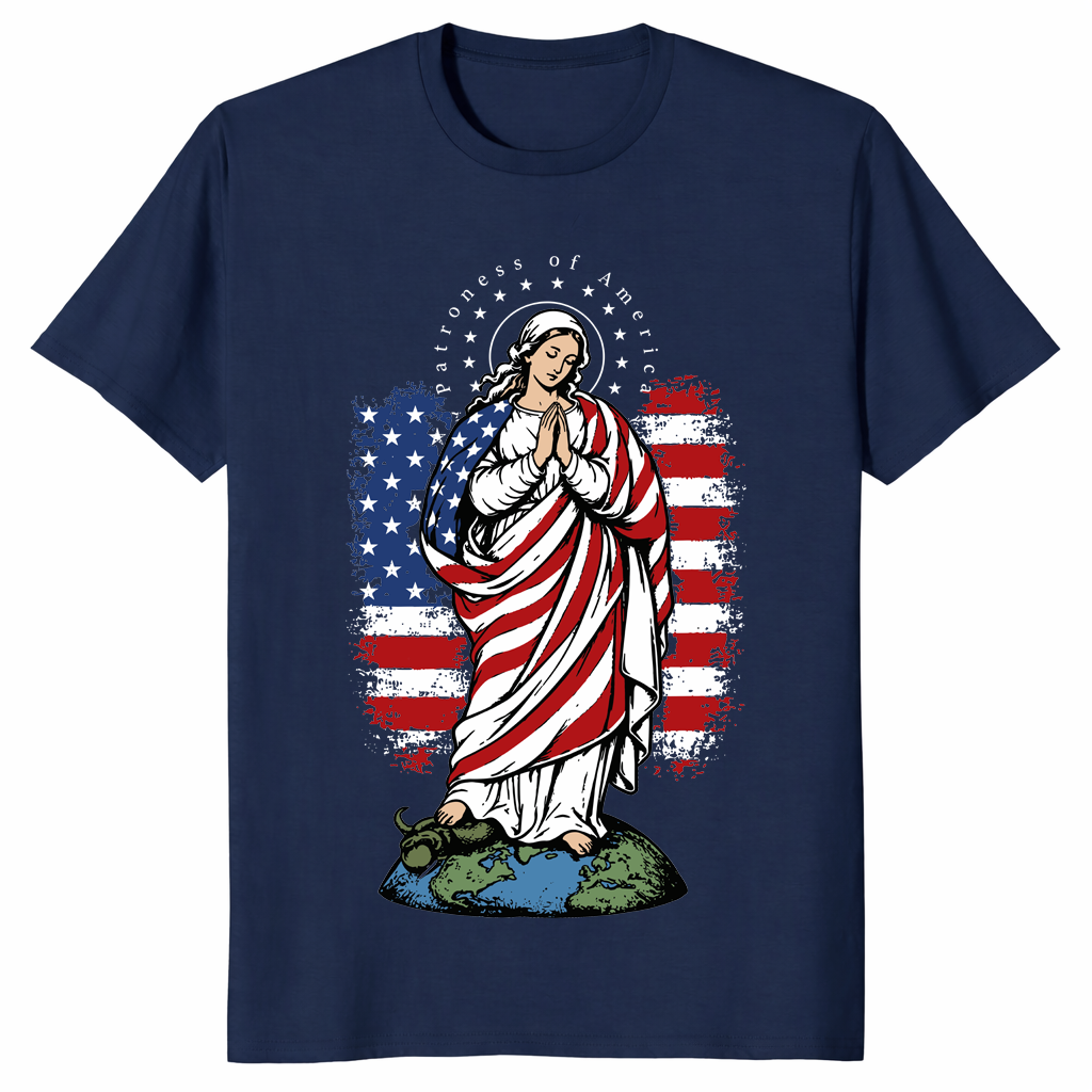 Patroness Of The USA Blessed Virgin Mary Catholic Art T Shirt | Cuccico