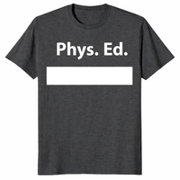 PE class gym shirt in dark heather grey
