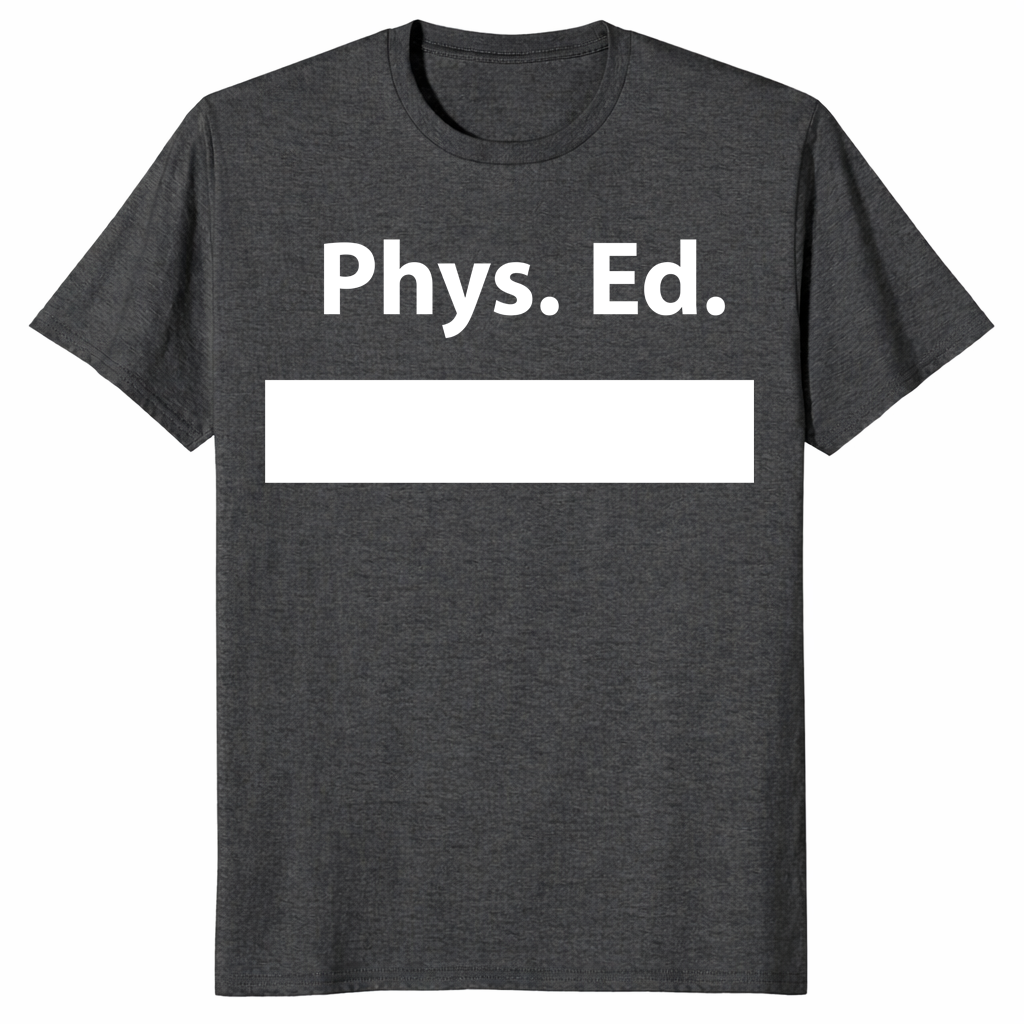 PE class gym shirt in dark heather grey