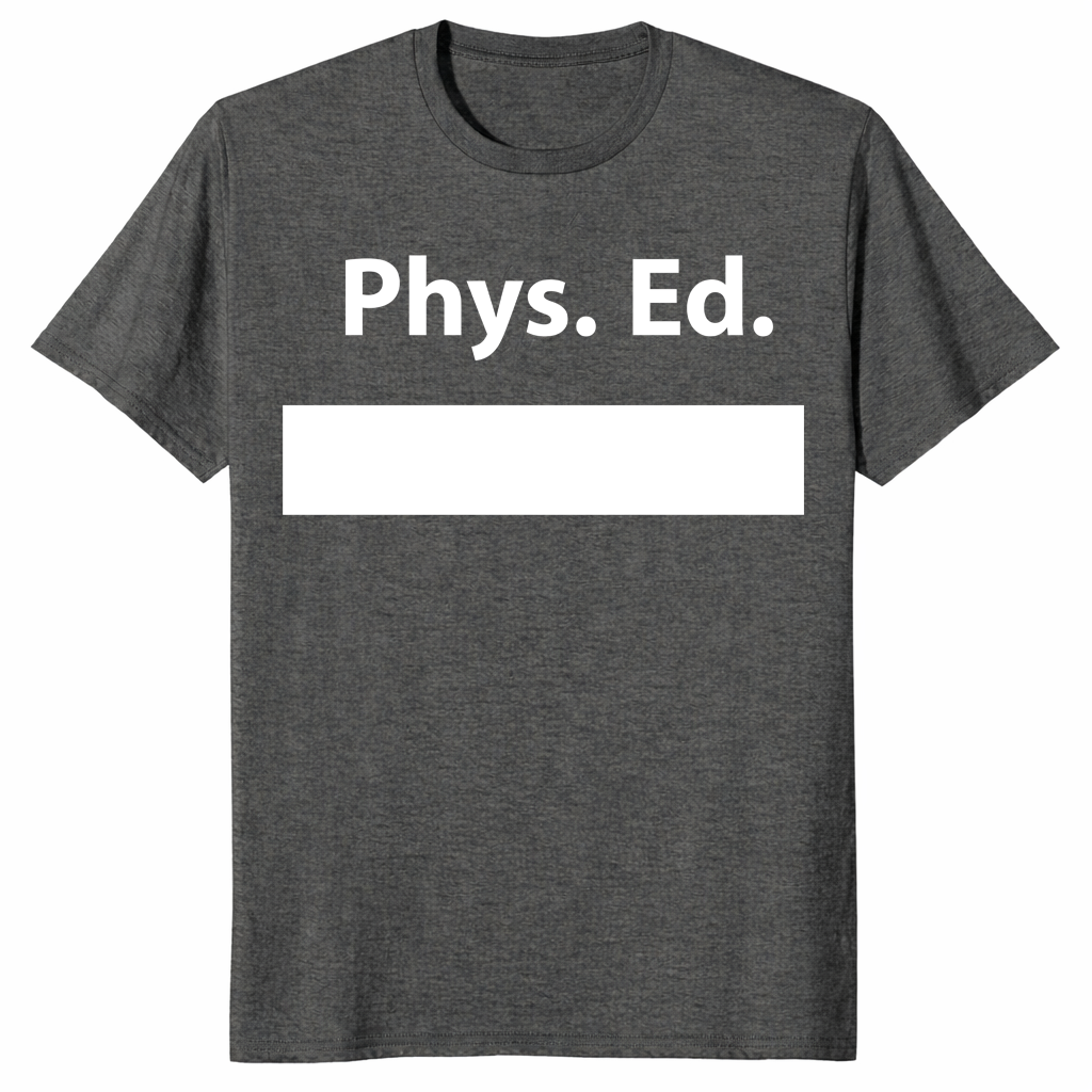 PE class gym shirt in dark heather