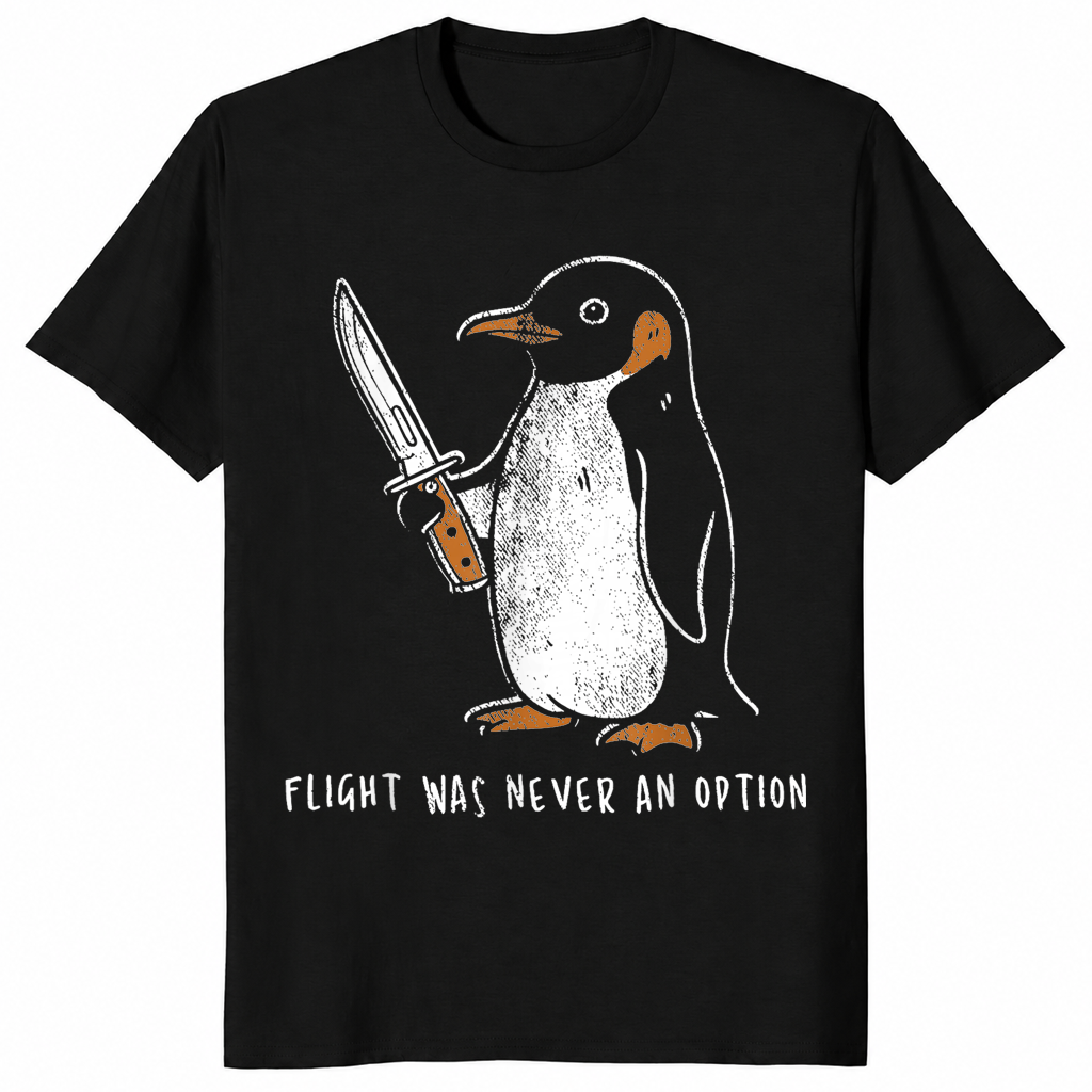 Penguin Flight Was Never An Option Shirt Black Viral Meme Funny Tee