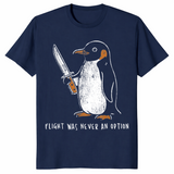 Penguin Flight Was Never An Option Shirt Navy Funny Penguin Meme Tee