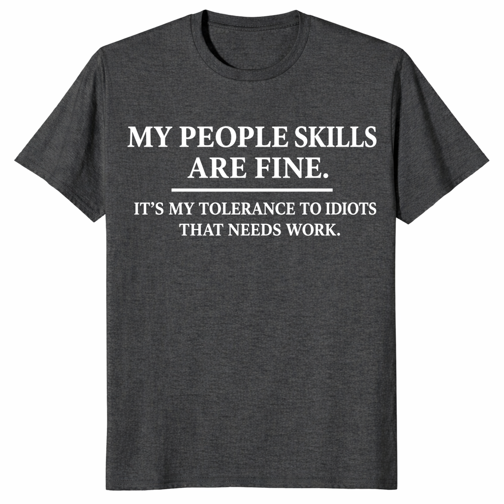 Sarcastic personality shirt in dark heather grey for introverts