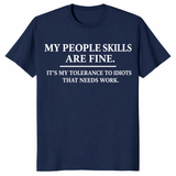 Intolerance to idiots funny shirt in navy for office humor lovers