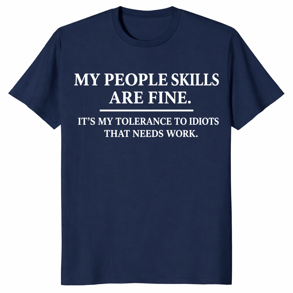 Intolerance to idiots funny shirt in navy for office humor lovers