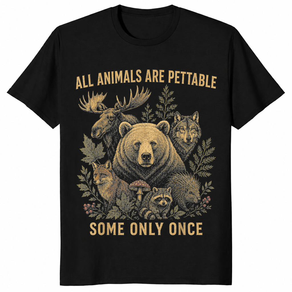 Pettable animals shirt in black