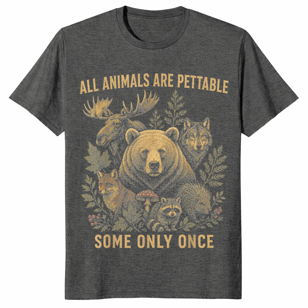 Pettable animals shirt dark heather
