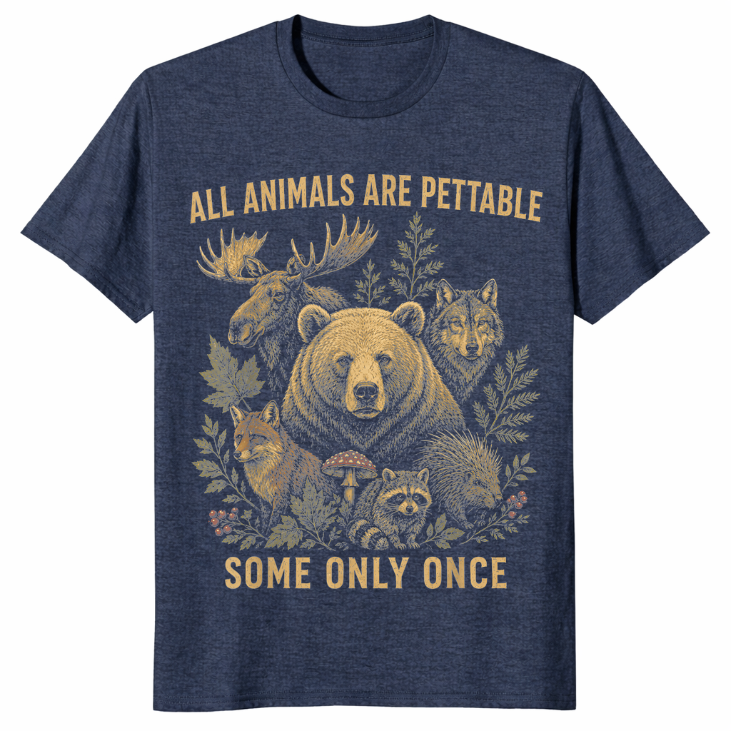 Pettable animals shirt heather navy