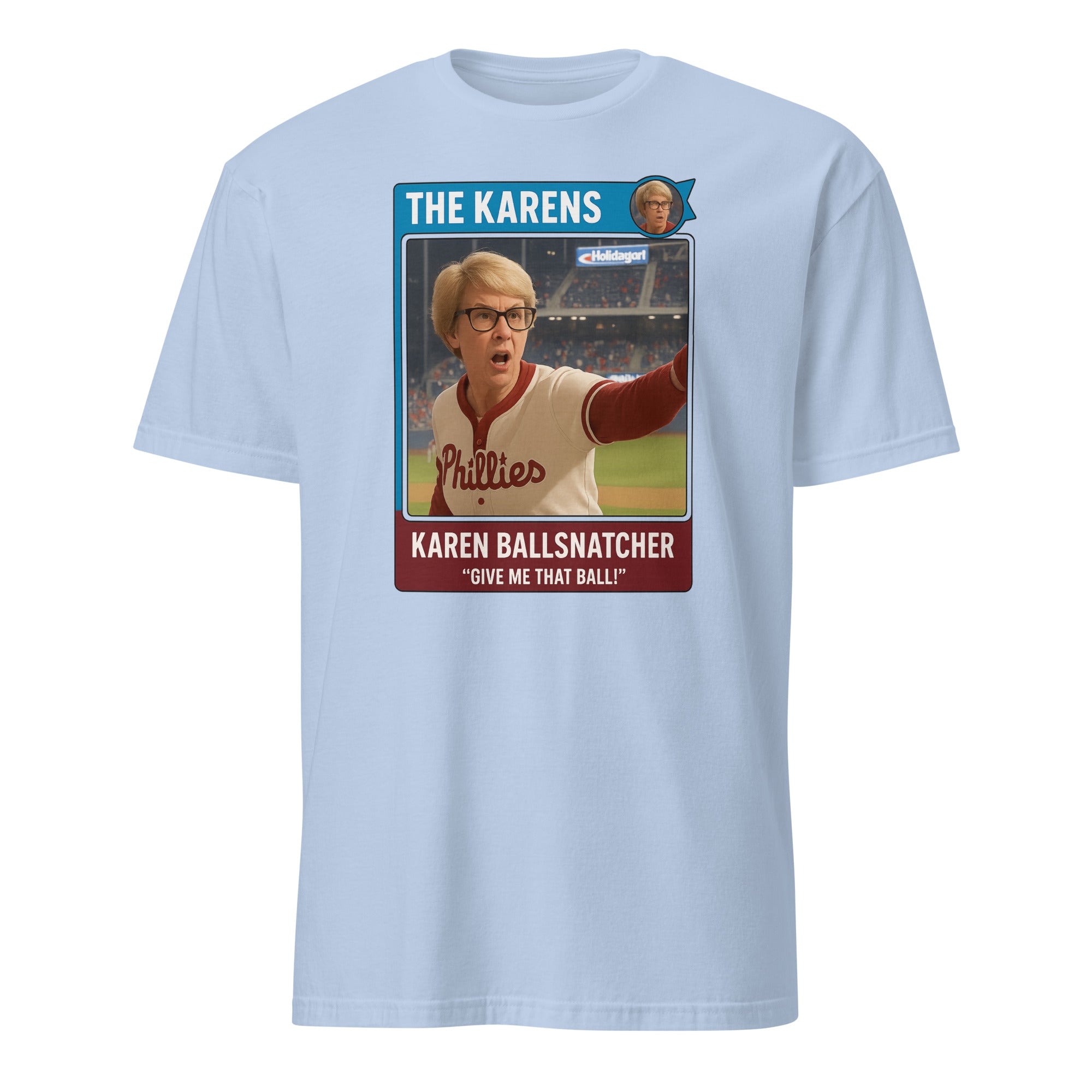 Philly Karen Ball Snatcher Shirt in Light Blue with Give Me That Ball design by Cuccico