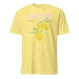 Cuccico Sicily graphic t-shirt in Cornsilk yellow, Mediterranean design