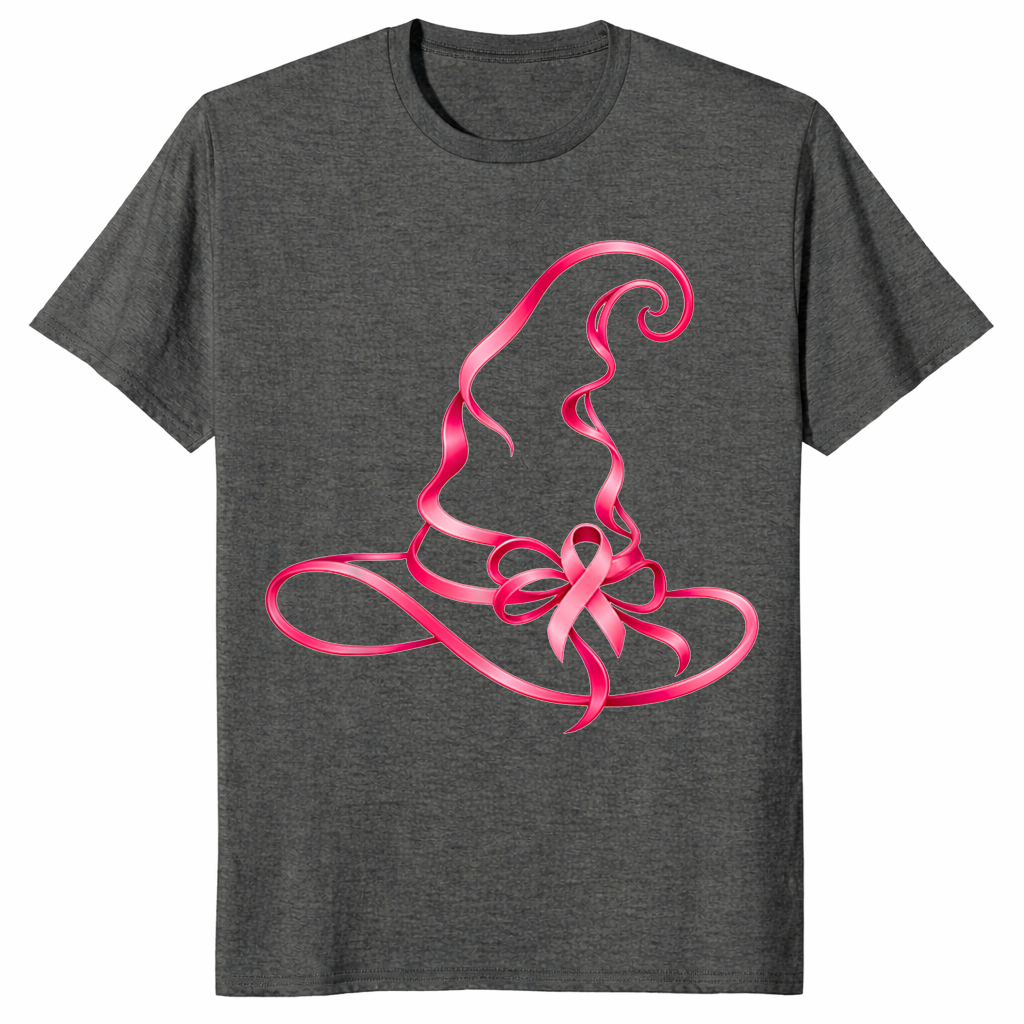 Pink Ribbon Witch Shirt in dark heather