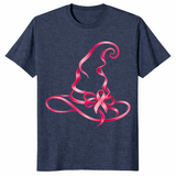 Pink Ribbon Witch Shirt in heather navy