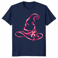 Pink Ribbon Witch Shirt in navy