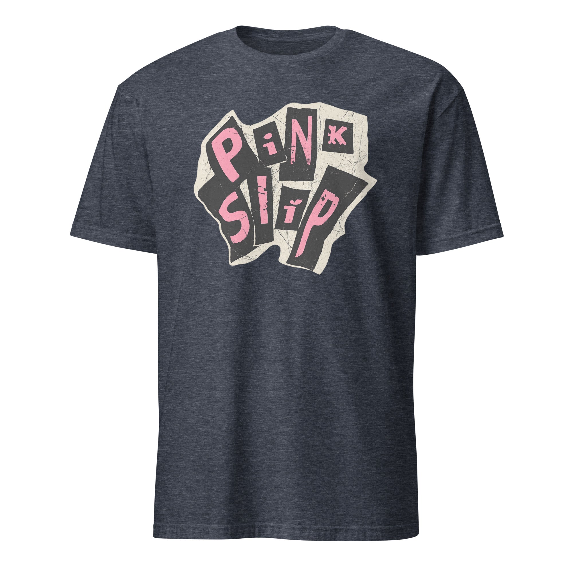 Pink Slip T-Shirt Freakier Friday design in heather navy by Cuccico
