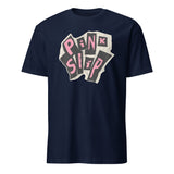 Pink Slip T-Shirt Freakier Friday design in navy by Cuccic
