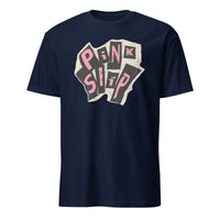 Pink Slip T-Shirt Freakier Friday design in navy by Cuccic