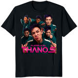 Player 230 T-shirt in black featuring T.O.P Thanos design by Cuccico